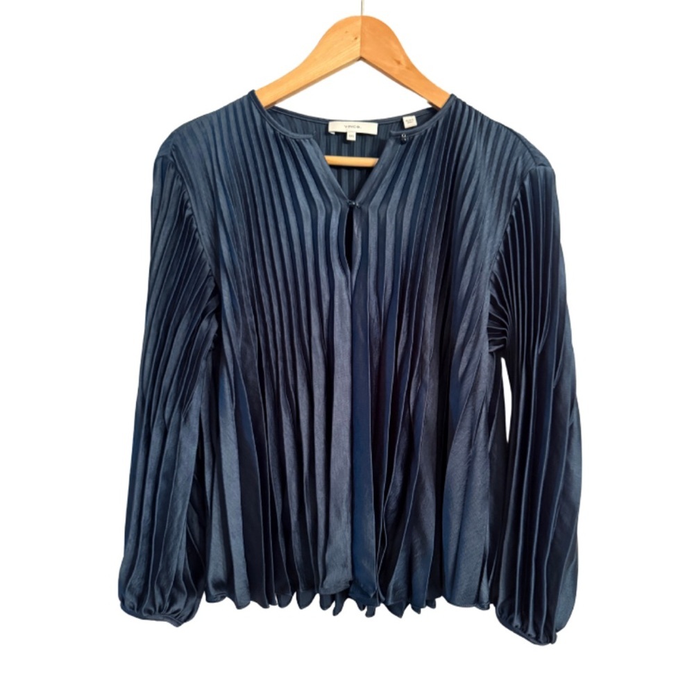 Vince Pleated Swing Top Blouse XXS Teal